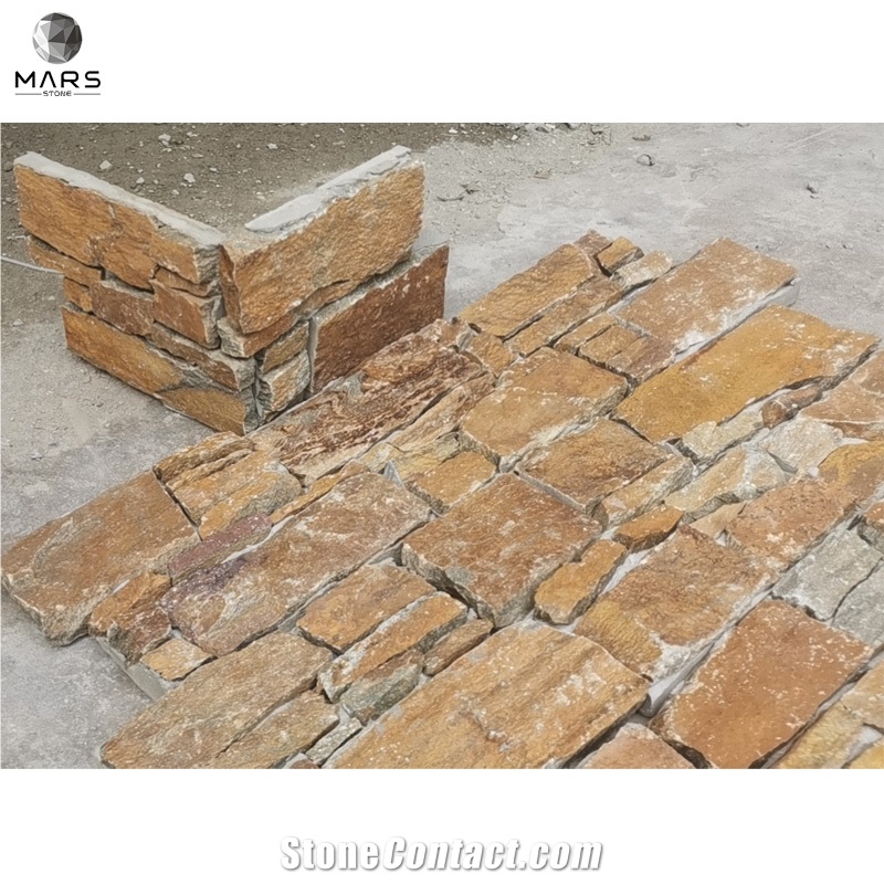 Z Shape Paving Rusty Quartzite Concrete Cultural Stone 