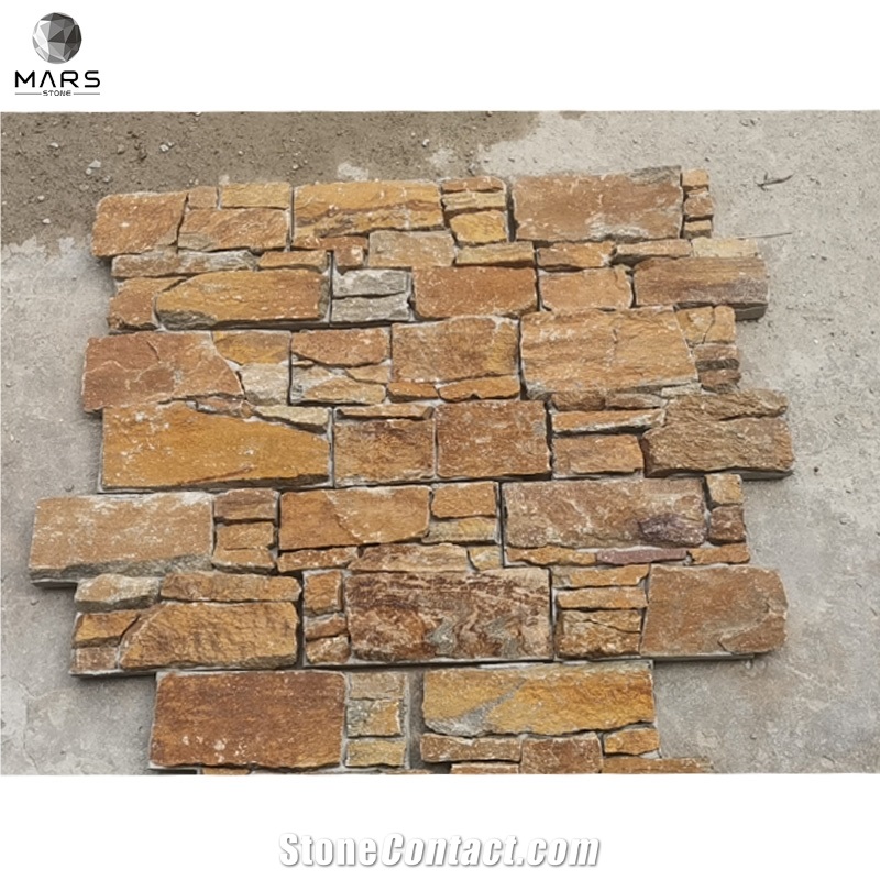 Z Shape Paving Rusty Quartzite Concrete Cultural Stone 