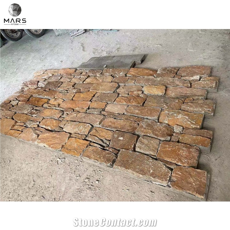 Z Shape Paving Rusty Quartzite Concrete Cultural Stone 