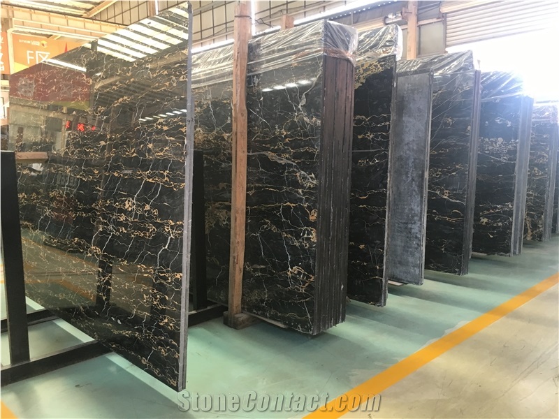Italy Nero Portoro Macchia Oro Black Marble Slab