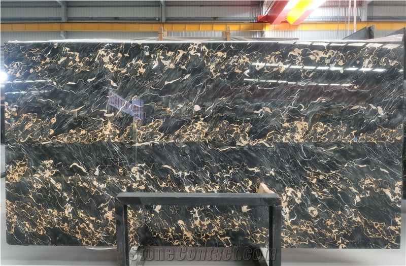 Italy Nero Portoro Macchia Oro Black Marble Slab
