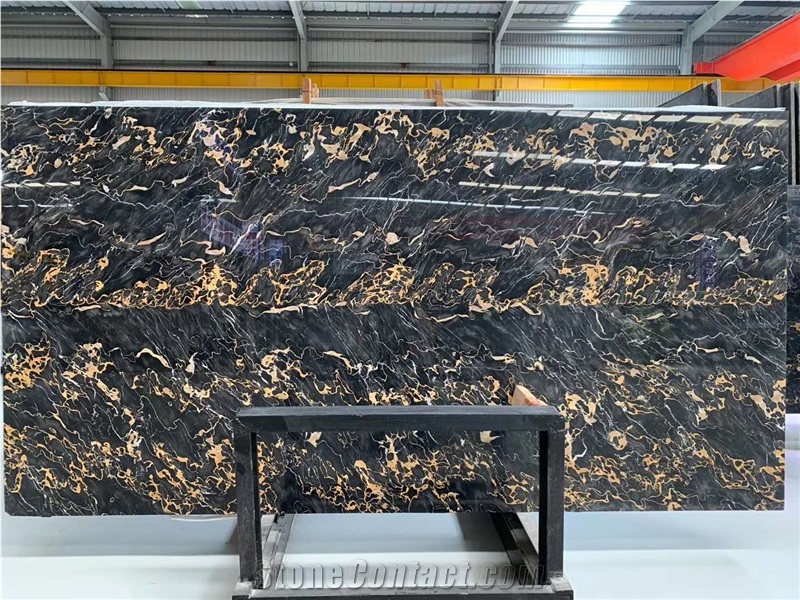 Italy Nero Portoro Macchia Oro Black Marble Slab