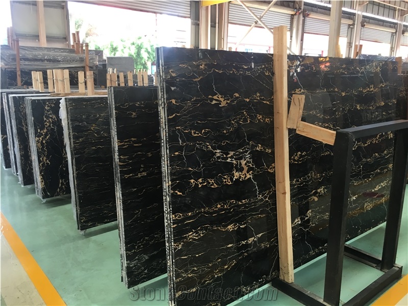 Italy Nero Portoro Macchia Oro Black Marble Slab