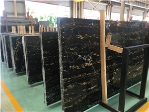 Italy Nero Portoro Macchia Oro Black Marble Slab