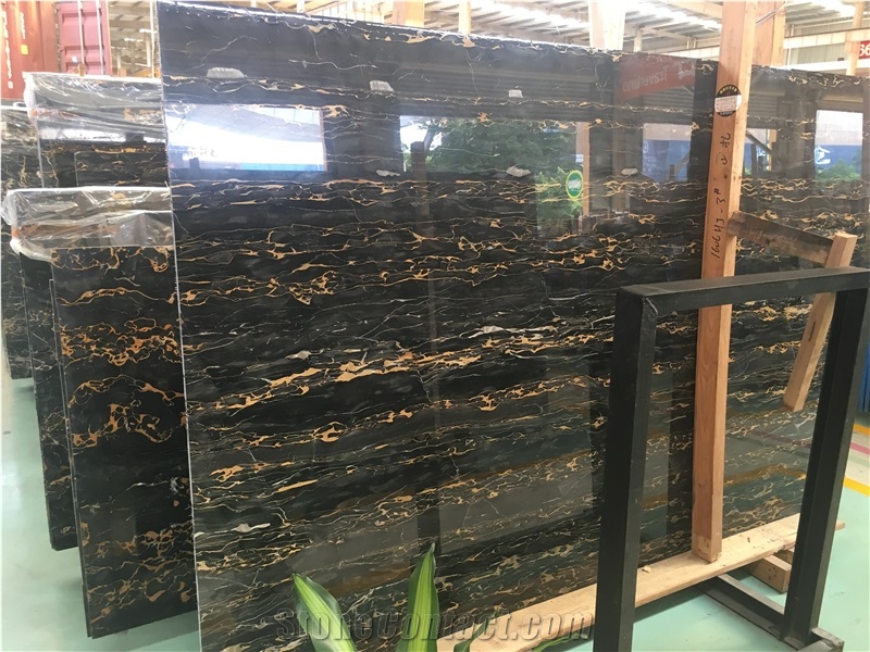 Italy Nero Portoro Vena Fine Marble Slab