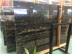 Italy Nero Portoro Vena Fine Marble Slab
