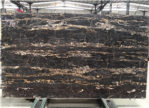 Italy Nero Portoro Vena Fine Marble Slab