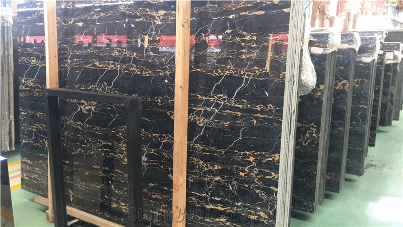 Italy Nero Portoro Vena Fine Marble Slab