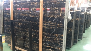 Italy Nero Portoro Vena Fine Marble Slab