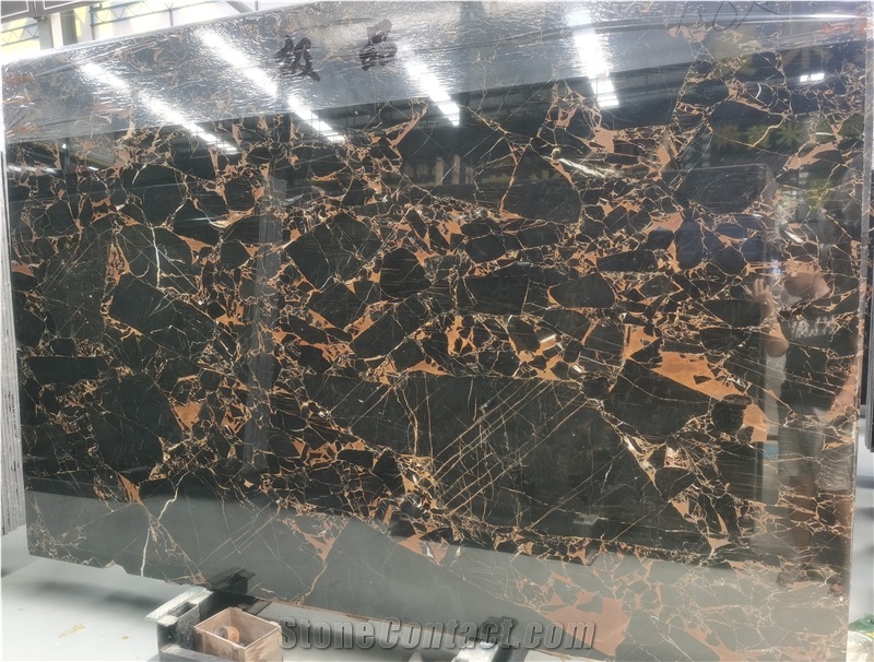 Nero Portoro Golden Marble Slab