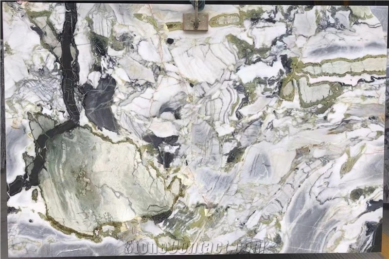 Polished China Cold Jade Green Marble Slab