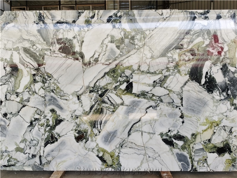 Polished China Cold Jade Green Marble Slab