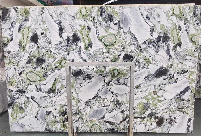 Polished China Cold Jade Green Marble Slab