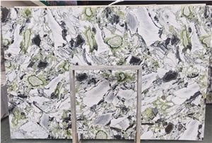 Polished China Cold Jade Green Marble Slab