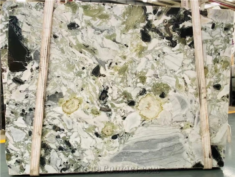 Polished China Cold Jade Green Marble Slab