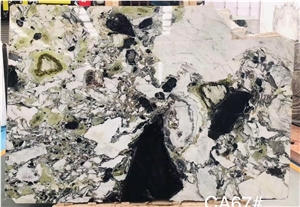 Polished China Cold Jade Green Marble Slab