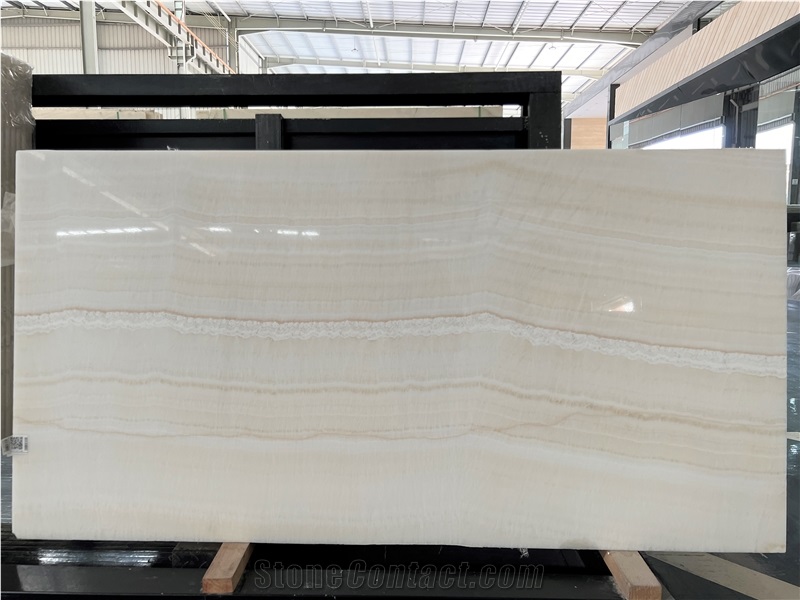 Polished Turkey White Tiger Beige Onyx Slab