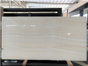 Polished Turkey White Tiger Beige Onyx Slab