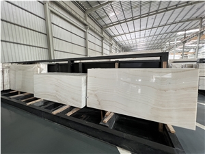 Polished Turkey White Tiger Beige Onyx Slab