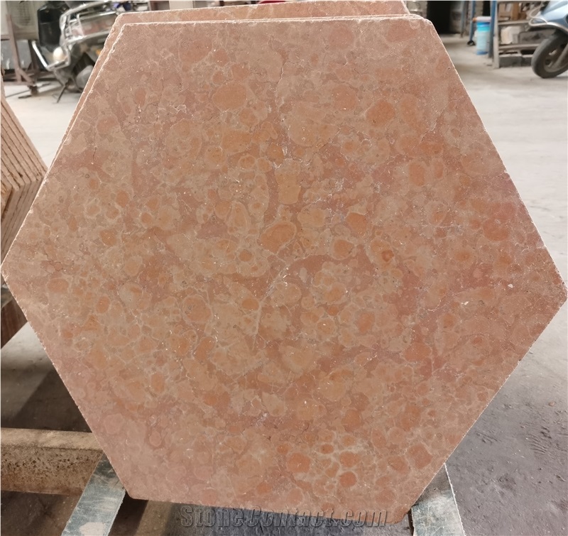 Tumbled Red Verona Marble Hexagon Tiles