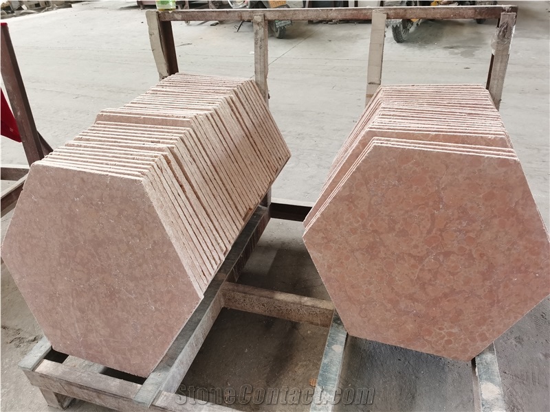 Tumbled Red Verona Marble Hexagon Tiles