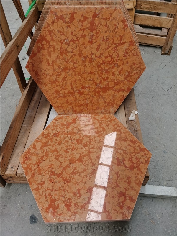 Tumbled Red Verona Marble Hexagon Tiles