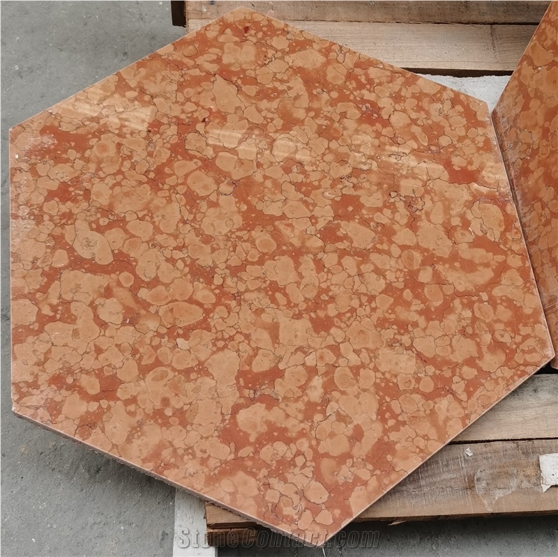 Tumbled Red Verona Marble Hexagon Tiles