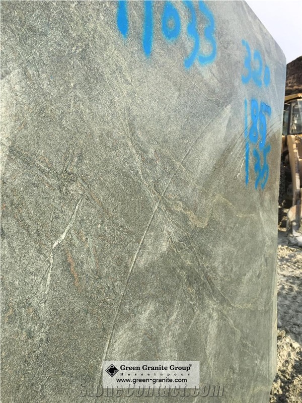 Jasper Galaxy Green Granite Blocks, Birjand Daneanar Granite