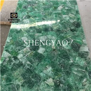 Backlit Green Fluorite Gemstone Slab & Tile
