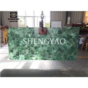 Backlit Green Fluorite Gemstone Slab & Tile