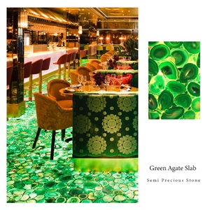 Polishing Backlit Green Agate Slab 