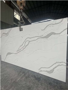 Newest Quartz Calacatta Slab For Residential Bathroom Floor