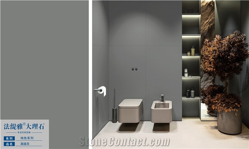 Pure Grey Artificial Marble Slab Wall Tile For Bathroom