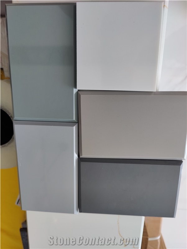 Pure Grey Artificial Marble Slab Wall Tile For Bathroom