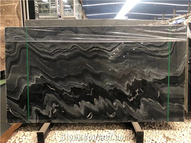 Sea Wave Black Marble Book Match Slabs