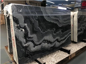 Sea Wave Black Marble Book Match Slabs