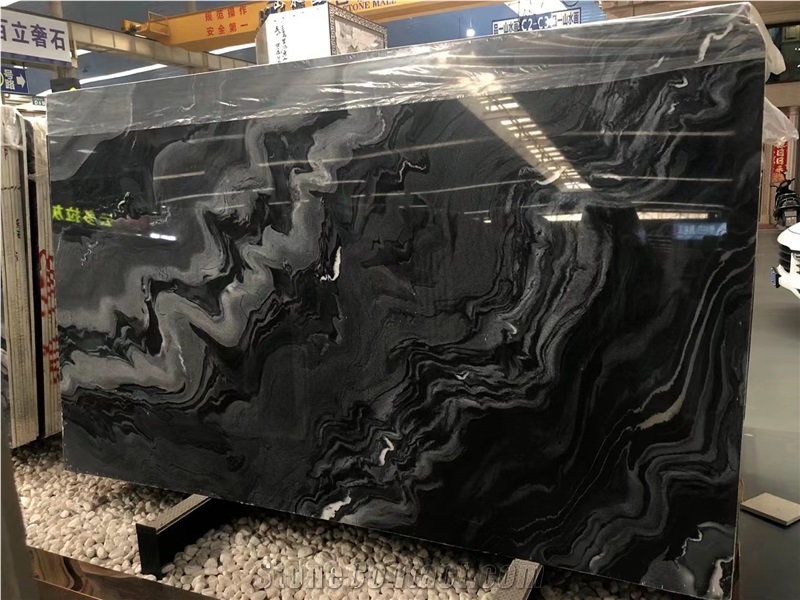 Sea Wave Black Marble Book Match Slabs