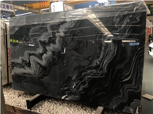 Sea Wave Black Marble Book Match Slabs