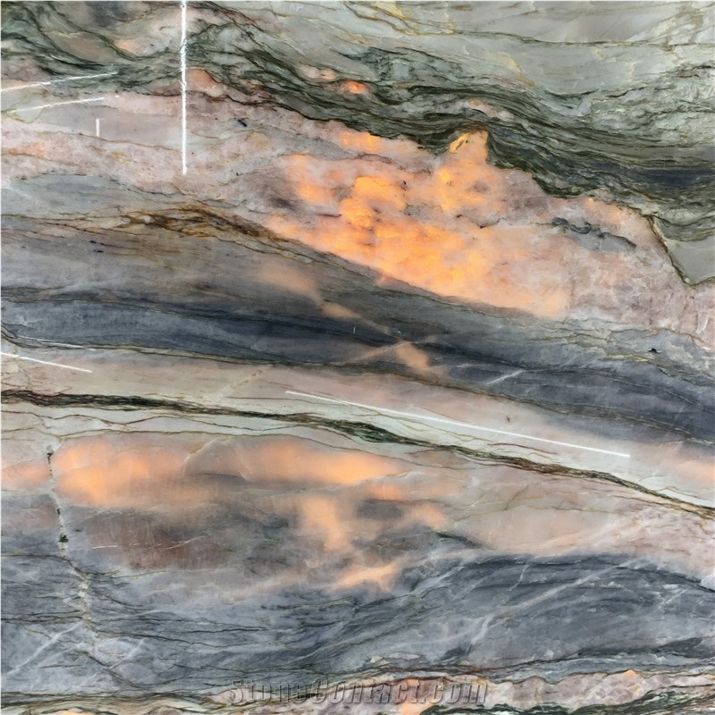 Brazil Luxury Rainbow Quartzite Slab For Countertop And Wall