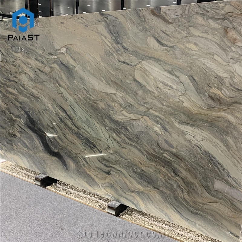 Brazil Natural Gold Silk Road Quartzite Slabs For Countertop