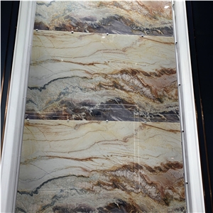 Exotic Stone Rainbow Impression Marble Slab Bookmatched Wall Exotic Stone Rainbow Impression Marble Slab Bookmatched Wall