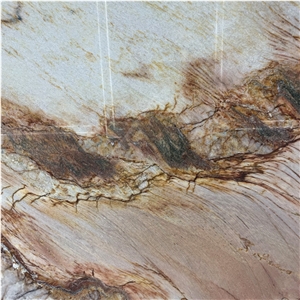 Exotic Stone Rainbow Impression Marble Slab Bookmatched Wall