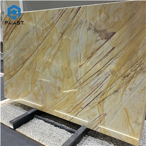 Luxury Natural Golden Quartzite Slabs For Hotel Wall Design