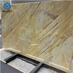 Luxury Natural Golden Quartzite Slabs For Hotel Wall Design