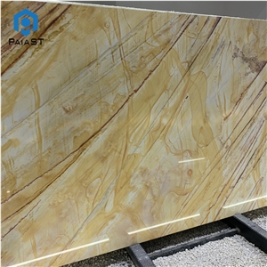 Luxury Natural Golden Quartzite Slabs For Hotel Wall Design