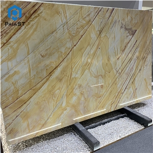 Luxury Natural Golden Quartzite Slabs For Hotel Wall Design