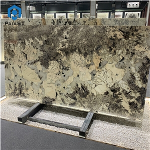 Luxury Snow Mountain Gold Quartzite Slab For Background Wall