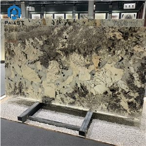 Luxury Snow Mountain Gold Quartzite Slab For Background Wall
