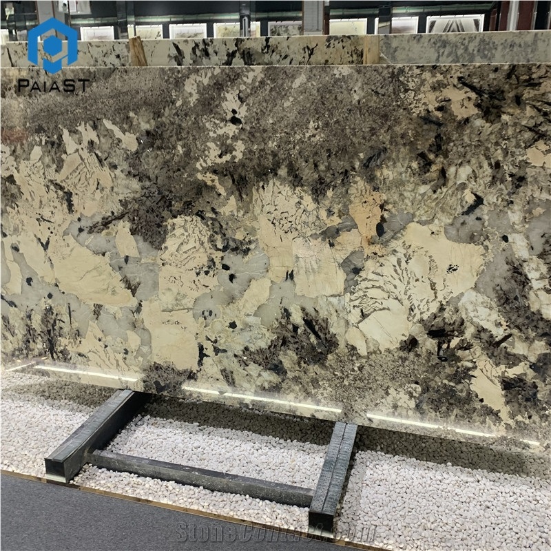 Luxury Snow Mountain Gold Quartzite Slab For Background Wall