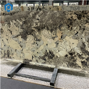 Luxury Snow Mountain Gold Quartzite Slab For Background Wall